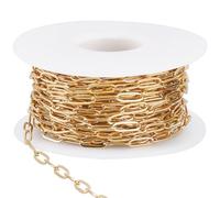 Beebeecraft 32.8 pied/10 m 304 chaînes en Acier Inoxydable pour Trombone en Vrac en Métal Doré Rectangulaire Carré Connecteurs D'Extension de Traction Chaînes à Maillons avec Bobine pour