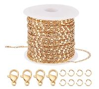 Beebeecraft 33Feet Chaîne de Câble 18carats Plaquée Or avec 20 cloues d'hommes et 50 sauts pour Faire des Bracelets de Collier pour la Fabrication de Bracelets, Boucles d'oreilles et Colliers
