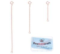Beebeecraft 3pcs 3 Taille 925 Colliers en Argent Sterling Extender Bracelet Bracelets de Cheville Chaîne D'Extension avec Fermoirs à Ressort et Chiffon de Polissage en Argent, Or Rose