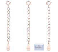 Beebeecraft 3pcs Rallonges de Collier en Or Rose 925 Bracelets de Cheville en Argent Sterling Chaîne D'Extension avec Fermoirs à Ressort et Chiffon de Polissage pour la Fabrication de Bijoux