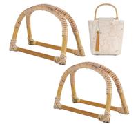 Beebeecraft 4 poignée de Sac en Bois en Forme de D Accessoire de Remplacement pour Sac à Main en Rotin en Bois de Verge d'or pour Bricolage Sacs de Plage en Paille Macramé Crochet Fournitures