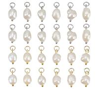 Beebeecraft 40 breloques en Perles D'Eau Douce de 2 couleurs de Qualité B Perles de Riz Irrégulières Baroques Naturelles Pendentifs en Forme de Goutte avec Anneaux Ouverts