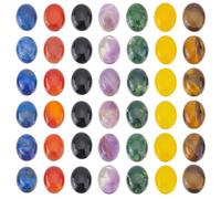 Beebeecraft 42 pcs 7 styles Chakra Pierre Cabochons Pierres Précieuses Naturelles Dos Plat Poli Ovale Cabochon Perles pour la Fabrication de Bijoux Bricolage Bracelet Collier Boucles D'Oreilles
