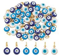 Beebeecraft 45 breloque Mauvais Œil Turque en Émail Bleu Plaqué Or 3 carats 18 couleurs pour la Fabrication de Bijoux Bracelets et Colliers Porte Bonheur Petit Rond de 6.5mm