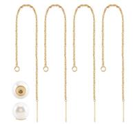 Beebeecraft 5 paire de Fils D'Oreille Plaqués Or 24 carats avec Enfile-Boucles D'Oreilles à Boucle Ouverte avec 10 écrous D'Oreille en Perles en Plastique et Boîte de Rangement pour la Fabrication