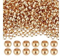 Beebeecraft 500 pièces/Boîte Perles à Sertir en Or 24K Plaqué Or en Acier Inoxydable Tube de Sertissage Entretoises Cordon Embouts pour Collier de Boucle d'oreille, 3x2mm, Trou: 1.8mm