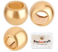Beebeecraft 500 pièces/Boîte Perles à Sertir Rondes en Acier Inoxydable Plaqué Or 24K Embouts de Cordon 2mm Bouchons D'Espacement en Vrac Perles pour Collier de Boucle d'oreille