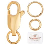 Beebeecraft 6 pièces 18K Plaqué Or Bijoux Fermoir Homard 0.45x0.23 Pouces Fermoirs Pince de Homard avec Anneau de 12 pièces bagues de saut à ouverture 6/7mm pour Bracelets Collier
