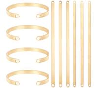 Beebeecraft 6Pcs Bracelet Blanks pour Estampage, 16cm Acier Inoxydable Argent Bracelet Poignet Blanks Réglable Métal Blanks Gravure Timbre Bracelet Blanks avec Trou De Cœur pour Bijoux Fabrication