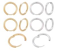 Beebeecraft Boucles d'oreilles Créoles Rondes Bicolores 20 pièce avec Tige en Acier Inoxydable Petites Créoles de 2mm Dorées et Argentées Style Français Épais pour Femmes Bijoux de Piercing Cadeau