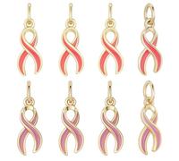 Beebeecraft Breloque en Forme de Ruban Contre Le Cancer 8 Couleurs Émail Plaqué Or 2 carats pour la Sensibilisation au Cancer du Sein pour la Fabrication de Bijoux Colliers et Bracelets