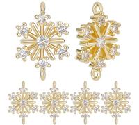 Beebeecraft Breloques Flocon de Neige de Noël en Laiton Plaqué Or 18 carat Véritable Connecteur de Neige de Noël en Zircone Cubique pour la Fabrication de Bijoux de Bracelet à Faire Soi Même