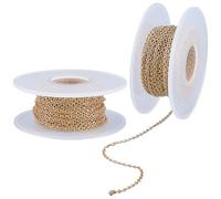 Beebeecraft Chaîne en Acier Inoxydable Plaqué Or 32.8K de 10 pied/18 m en Vrac Connecteurs D'Extension de Traction Rectangulaires en Métal Reliant Les Chaînes de Câble avec Bobine pour la Fabrication