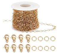 Beebeecraft Chaîne Rolo Dorée de 32.8 pied 304 maillons Ronds Creux en Acier Inoxydable Bobine en Métal pour la Fabrication de Bijoux de Colliers et de Bracelets à Faire Soi Même