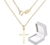 Beebeecraft Colliers Croix en Or Bijoux Esthétiques Plaqués Or 18K en Argent Sterling Véritable Chaîne Simple de 92518cm Petit Pendentif Décoratif pour Noël Cadeau Bijoux à Faire Soi Même