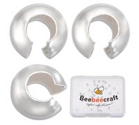 Beebeecraft Couvercles de Perles à Sertir en Argent Sterling Demi-Rond Ouvert Pointe D'Extrémité de 1mm pour la Fabrication de Bijoux 50 boîte de 3 pièces