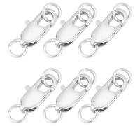 Beebeecraft Fermoirs à Pince de Homard avec Anneaux de Saut 1 boîte de 20 pièces Fermoir de Collier en Laiton Plaqué Platine et Argent pour la Fabrication de Bijoux (12x6x2.5mm)