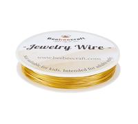Beebeecraft Fil de Laiton Plaqué Or Véritable 18K Calibre 20/0.8mm Résistant au Ternissement Rond en Cuivre Pliable Fil de Bijoux en Métal pour la Fabrication de Bijoux Fournitures 49 pieds/15 m