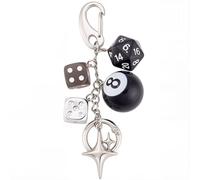 Beebeecraft Porte Clés Dé Noir à Une Bille avec Anneau et Étoile Polaire Porte Clés Esthétique Porte Bonheur Accessoires et Cadeaux