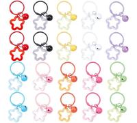 Beebeecraft Porte Clés Étoile en Acrylique 20 couleurs en Alliage de Zinc Mignon Breloques Étoiles Cloches pour Femmes Clés de Voiture Sac à Dos Décoration