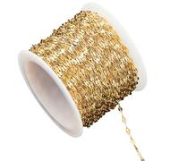 Beebeecraft Rouleau de Chaîne Plaquée Or 10 carats de 32.8 m (18 Pieds) Bobine de Maillons Épais en Acier Inoxydable de 2mm pour la Fabrication de Bijoux Colliers Bracelets Loisirs Créatifs