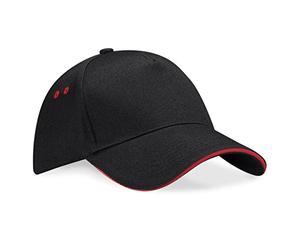 Beechfield B015c Ultimate Casquette à 5 panneaux, visière avec insert de couleur - Noir - taille unique