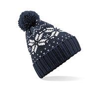 Beechfield B456 Fair Isle Snowstar Bonnet Mixte, Bleu/Blanc, Taille Unique