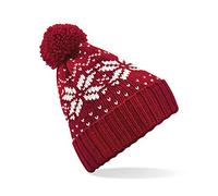 Beechfield B456 Fair Isle Snowstar Bonnet Mixte, Rouge/Blanc, Taille Unique