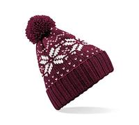 Beechfield B456 Fair Isle Snowstar Bonnet Taille Unique Magenta/White