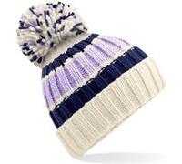 Beechfield - Bonnet a pompon adulte - B392 - blanc casse et mauve - taille:Taille unique 1 G