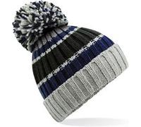 Beechfield - Bonnet a pompon adulte - B392 - bleu marine et gris - taille:Taille unique 3 G