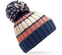 Beechfield - Bonnet a pompon adulte - B392 - bleu marine et saumon - taille:Taille unique 2 G