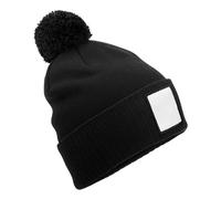 Beechfield - Bonnet à pompons avec écusson appliqué, noir/blanc, Taille unique