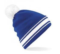BEECHFIELD bonnet tricoté casquette rayures stade bonnet football pompon(Bright Royal/White)