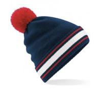 BEECHFIELD bonnet tricoté casquette rayures stade bonnet football pompon(French Navy/Classic RedTWhite)