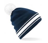 BEECHFIELD bonnet tricoté casquette rayures stade bonnet football pompon(French Navy/White)