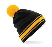 BEECHFIELD bonnet tricoté casquette rayures stade bonnet football pompon(noir/or)