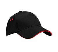 Beechfield - Casquette 100% Coton - Adulte Unisexe (Taille Unique) (Noir/Rouge Classique)