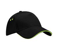 Beechfield - Casquette 100% Coton - Adulte Unisexe (Taille Unique) (Noir/Vert Citron)