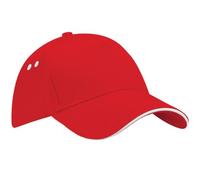 Beechfield - Casquette 100% Coton - Adulte Unisexe (Taille Unique) (Rouge Classique/Blanc)