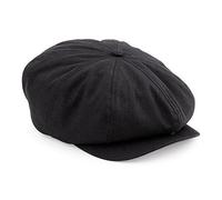Beechfield Casquette Gatsby Noire Style Baker Boy Homme Coton 100%
