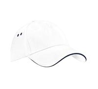 Beechfield Unisexe B015cwhi-fna Ultimate 5 Panneaux Sandwich Peak Cap, Blanc/Bleu Marine, Taille Unique