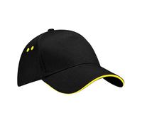 Beechfield B015 Ultimate 5-Panel Sandwich Peak Casquette Mixte, Noir/Jaune, Taille Unique