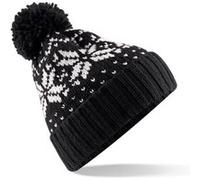Beechfield Fair Isle - Bonnet tricoté - Adulte unisexe (Taille unique) (Noir/Blanc) - UTRW2029 Noir/Blanc G