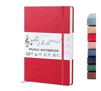 BEECHMORE BOOKS Cahier de musique A4 (21,6 x 29 cm) - 156 pages, 120 g/m² | Couverture rigide simili cuir, portées perforées, ouverture à plat, coffret cadeau pour musiciens & compositeurs