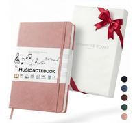 Beechmore Books Cahier de musique A4 (21,6 x 29 cm) - 156 pages, 120 g/m² | Couverture rigide simili cuir, portées perforées, ouverture à plat, coffret cadeau pour musiciens & compositeurs