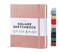 BEECHMORE BOOKS Carnet de croquis carré (20,3 x 20,3 cm) - 156 pages, 160 g/m² | Couverture rigide simili cuir, ouverture à plat, pages détachables, coffret cadeau, carnet d’artiste
