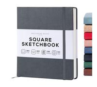 BEECHMORE BOOKS Carnet de croquis carré (20,3 x 20,3 cm) - 156 pages, 160 g/m² | Couverture rigide simili cuir, ouverture à plat, pages détachables, coffret cadeau, carnet d’artiste