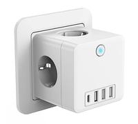 Beedove Multiprise USB, 8 en 1 Prise Murale 4 Prises avec 3 USB et 1 USB C Secteur, 3680W 16A Prise Murale avec Interrupteur, Cube Multiprise Blanc, pour Domicile/Bureau/Voyage