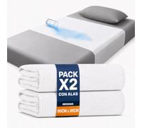 Beedsooth Lot de 2 Alèse Imperméable 85x90 cm avec Ailes 50 cm | Antidérapant RéUtilisable Protège Matelas Absorbant Pad,Couvre Matelas Lavable de Lit Bébé Enfants Adultes